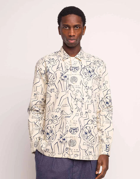 Olow L/S Decre Shirt - Lifedance - Beige/Blue