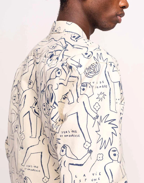 Olow L/S Decre Shirt - Lifedance - Beige/Blue