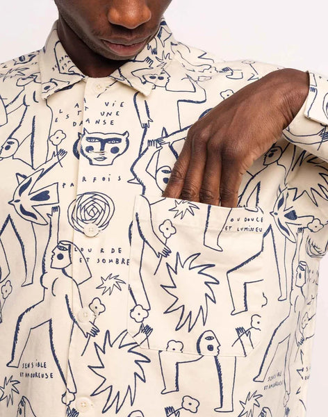 Olow L/S Decre Shirt - Lifedance - Beige/Blue