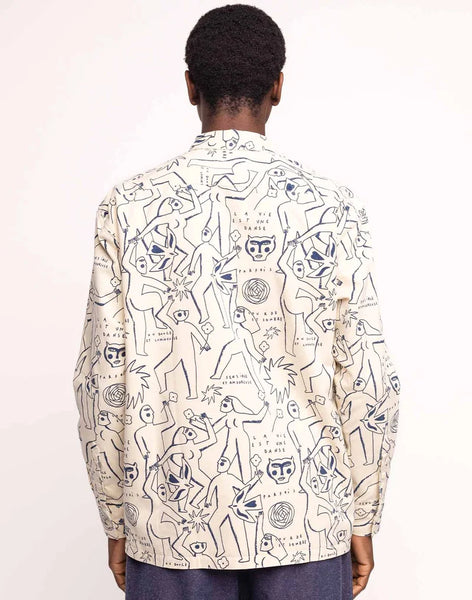 Olow L/S Decre Shirt - Lifedance - Beige/Blue