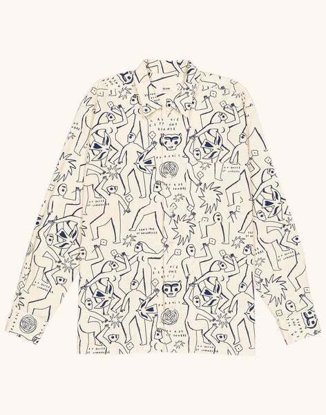 Olow L/S Decre Shirt - Lifedance - Beige/Blue