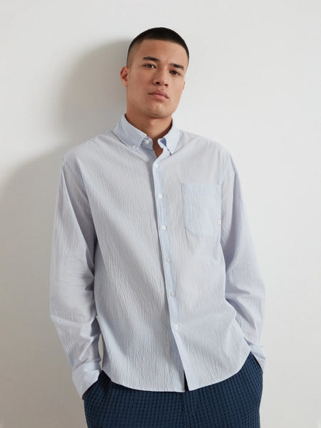 Farah Stanford Poplin L/S Shirt - Blue Nickle