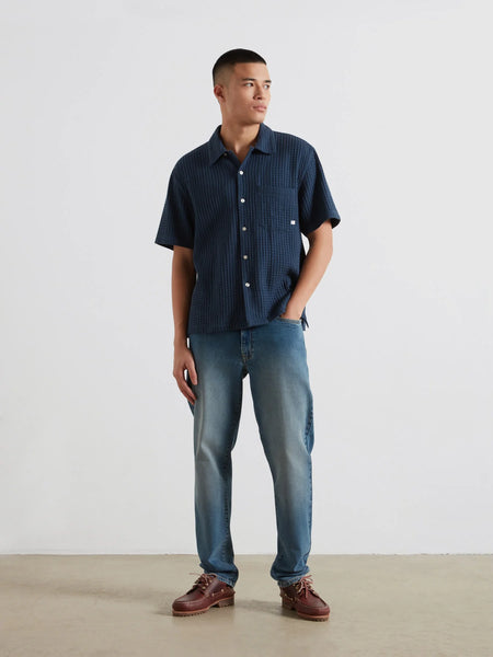 Farah Olsen Waffle S/S Shirt - Aegean Blue