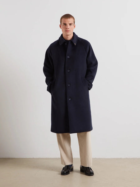 Farah Chaffee Melton Overcoat - Navy