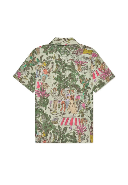 Les Deux Lukas AOP Dancing S/S Shirt - Oil Green