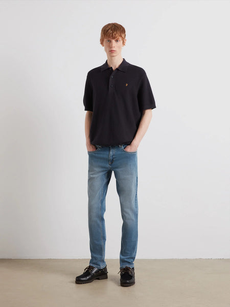 Farah Thornley Knitted Polo  - True Navy