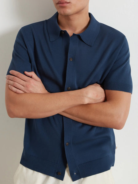 Farah Poplar Knitted Polo - Aegean Blue