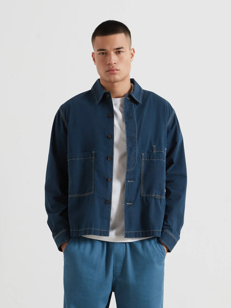 Farah Mattison Frost Finish Overshirt - Aegean Blue