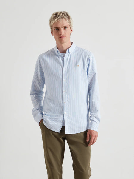 Farah Brewer Stripe Shirt - Sky Blue