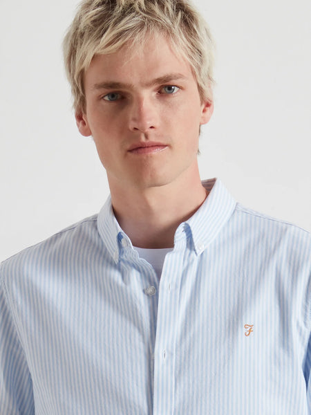 Farah Brewer Stripe Shirt - Sky Blue