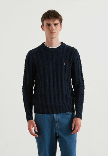 Farah Knight Cable Sweater - Navy