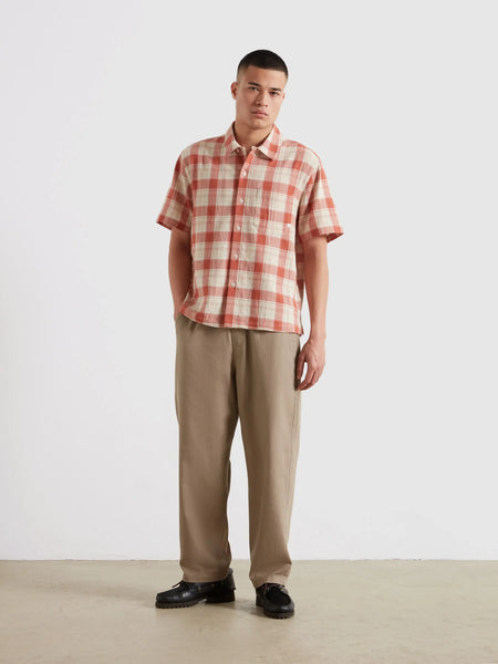 Farah Alden Check S/S Shirt - Dusty Red