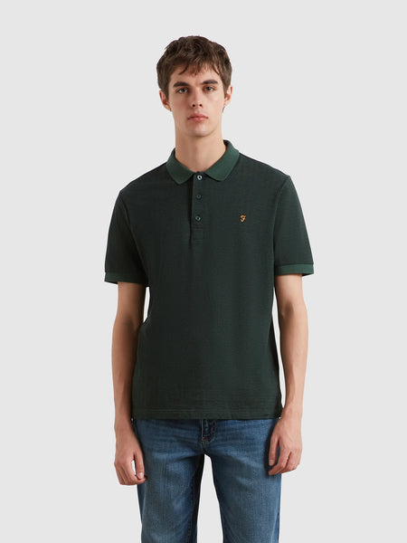 Farah Sefton Textured Polo Shirt - Poplar Green