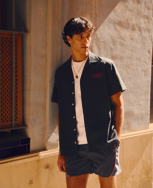 Alma de Ace Hare Embroidered S/S Shirt - Dark Navy