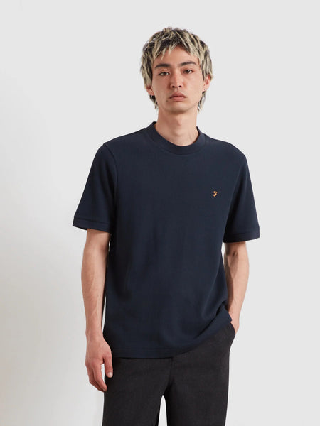 Farah Paine Waffle Tee - True Navy
