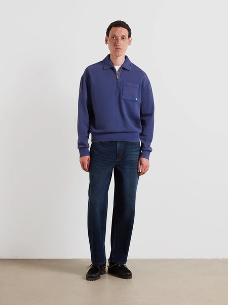 Farah Bellevue Quarter Zip Sweat - Pacific Blue