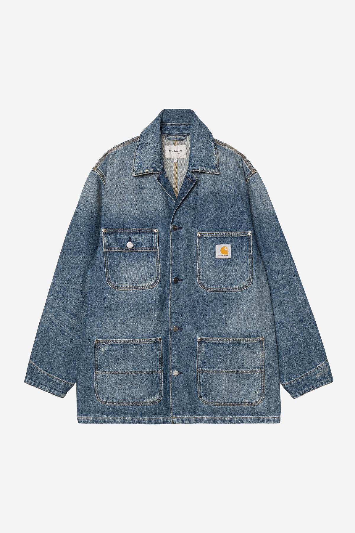 Carhartt WIP Aden Chore Coat - Blue Grind Wash – Badger Clothing Carhartt WIP Aden Chore Coat - Blue Grind Wash – Badger Clothing