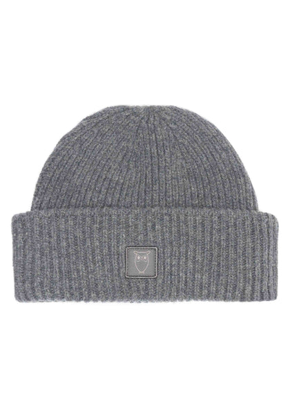 Knowledge Cotton Apparel Wool  RWS Beanie - Dark Grey Mel