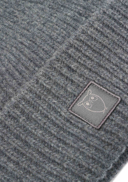 Knowledge Cotton Apparel Wool  RWS Beanie - Dark Grey Mel