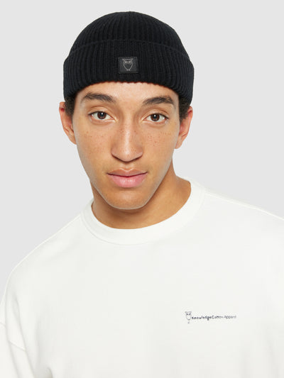 Knowledge Cotton Apparel Wool RWS Beanie - Black