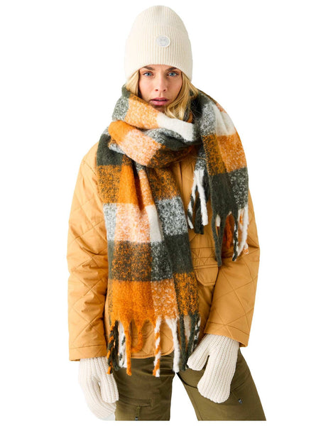 Knowledge Cotton Apparel Recycled Scarf - Green/Orange  Check