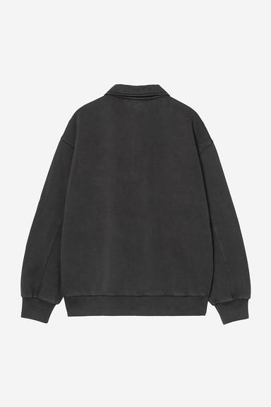 Carhartt WIP Detroit Half Zip Sweatshirt - Black Stone washed