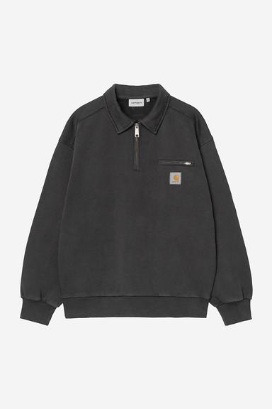 Carhartt WIP Detroit Half Zip Sweatshirt - Black Stone washed