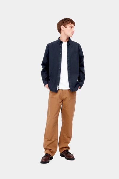 Carhartt WIP L/S Bolton Shirt - Navy Garment Dyed