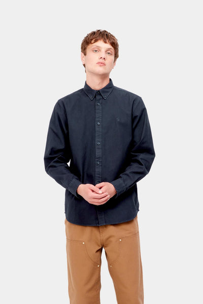 Carhartt WIP L/S Bolton Shirt - Navy Garment Dyed