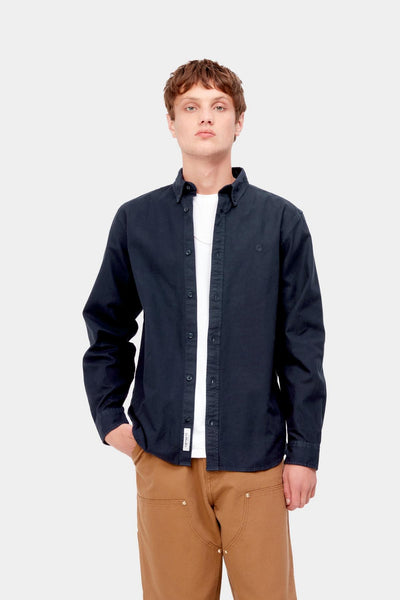 Carhartt WIP L/S Bolton Shirt - Navy Garment Dyed