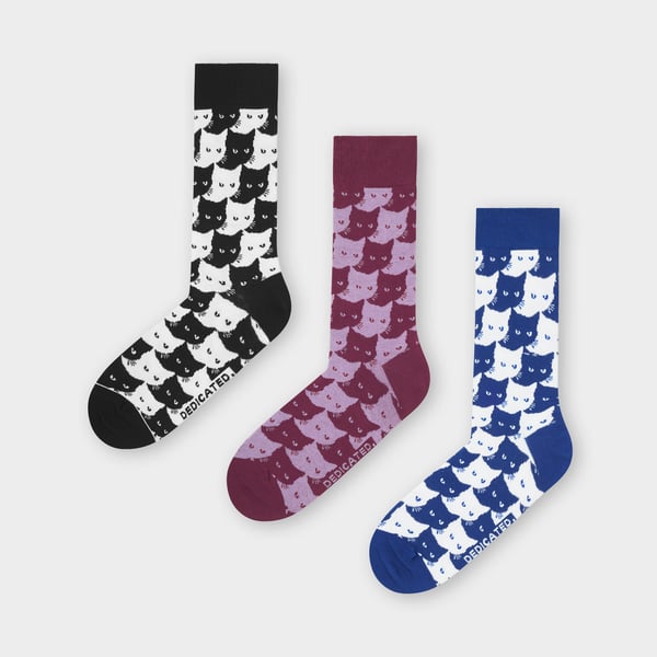 Dedicated Pepita Cats 3 Pack Socks - Multi