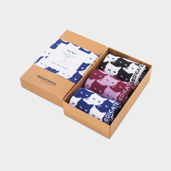Dedicated Pepita Cats 3 Pack Socks - Multi
