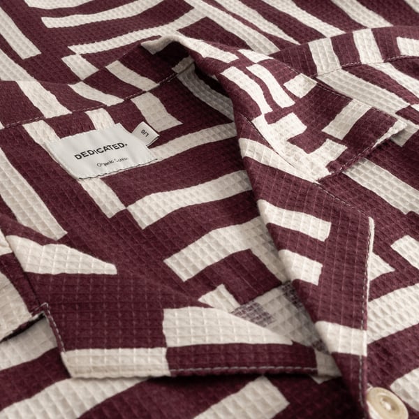 Dedicated Marstrand Lines & Sticks Shirt - Fig Red