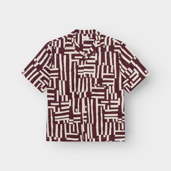 Dedicated Marstrand Lines & Sticks Shirt - Fig Red