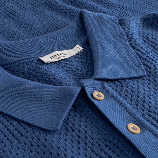 Dedicated Nogersund Knitted Polo - True Blue