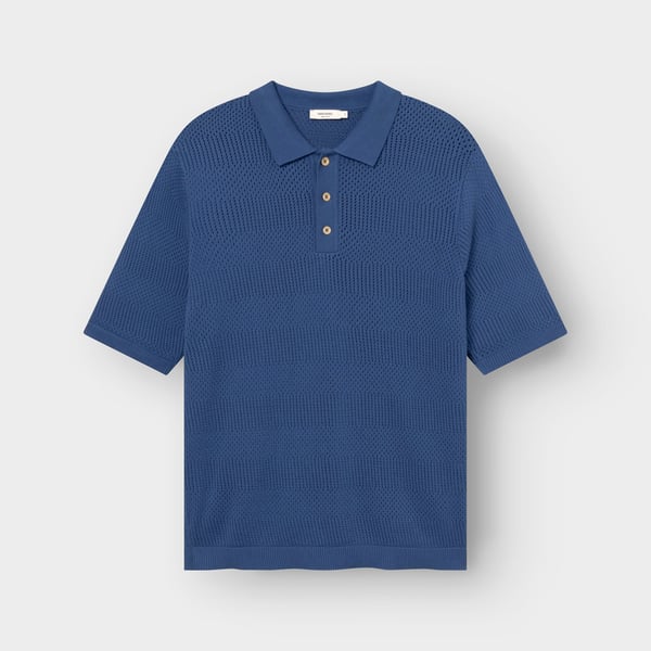 Dedicated Nogersund Knitted Polo - True Blue