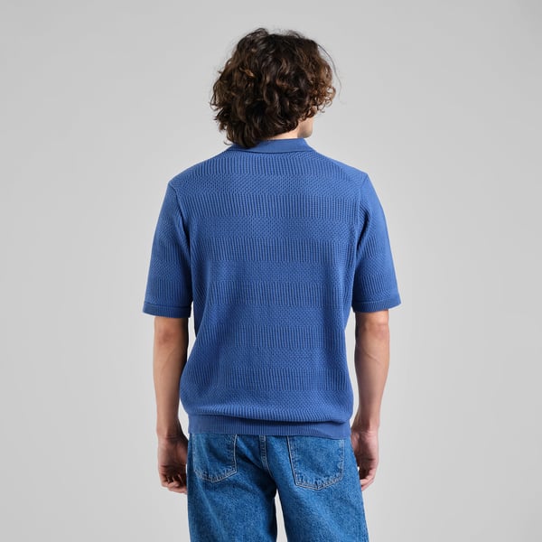 Dedicated Nogersund Knitted Polo - True Blue