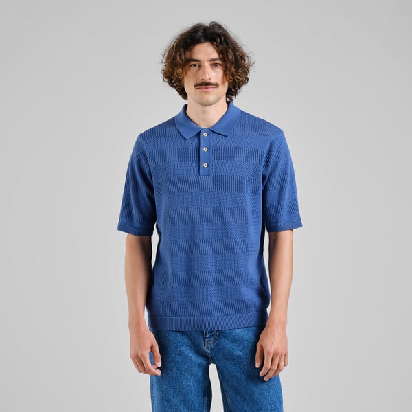 Dedicated Nogersund Knitted Polo - True Blue