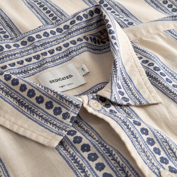 Dedicated Brantevik Floral Stripe Shirt - Blue
