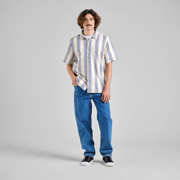 Dedicated Brantevik Floral Stripe Shirt - Blue
