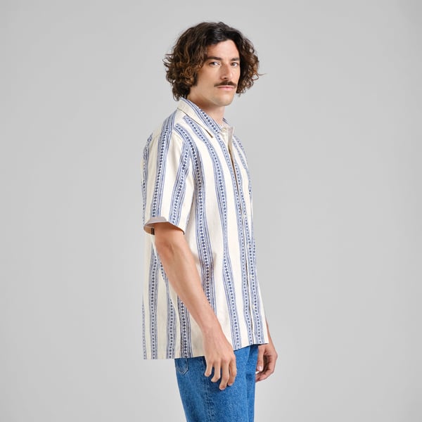 Dedicated Brantevik Floral Stripe Shirt - Blue