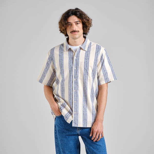 Dedicated Brantevik Floral Stripe Shirt - Blue
