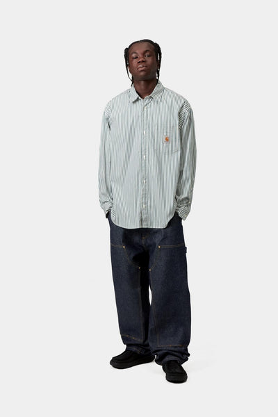 Carhartt WIP Daldry L/S Shirt - Daldry Stripe/Office Blue