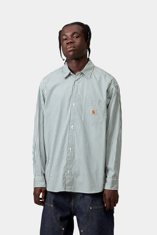 Carhartt WIP Daldry L/S Shirt - Daldry Stripe/Office Blue