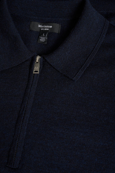 Matinique Mapolo Knit Zip Polo - Dark Navy Melange