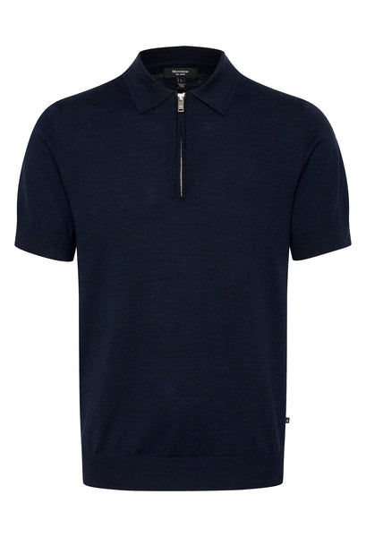Matinique Mapolo Knit Zip Polo - Dark Navy Melange