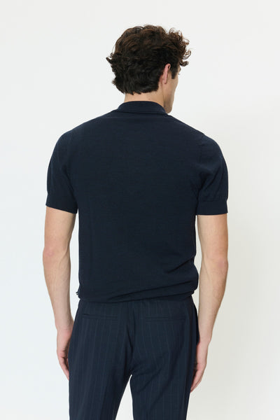 Matinique Mapolo Knit Zip Polo - Dark Navy Melange