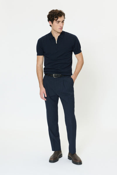 Matinique Mapolo Knit Zip Polo - Dark Navy Melange