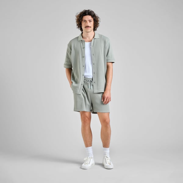 Dedicated Falkvik Waffle S/S Shirt - Iceberg Green