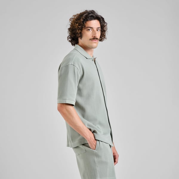 Dedicated Falkvik Waffle S/S Shirt - Iceberg Green